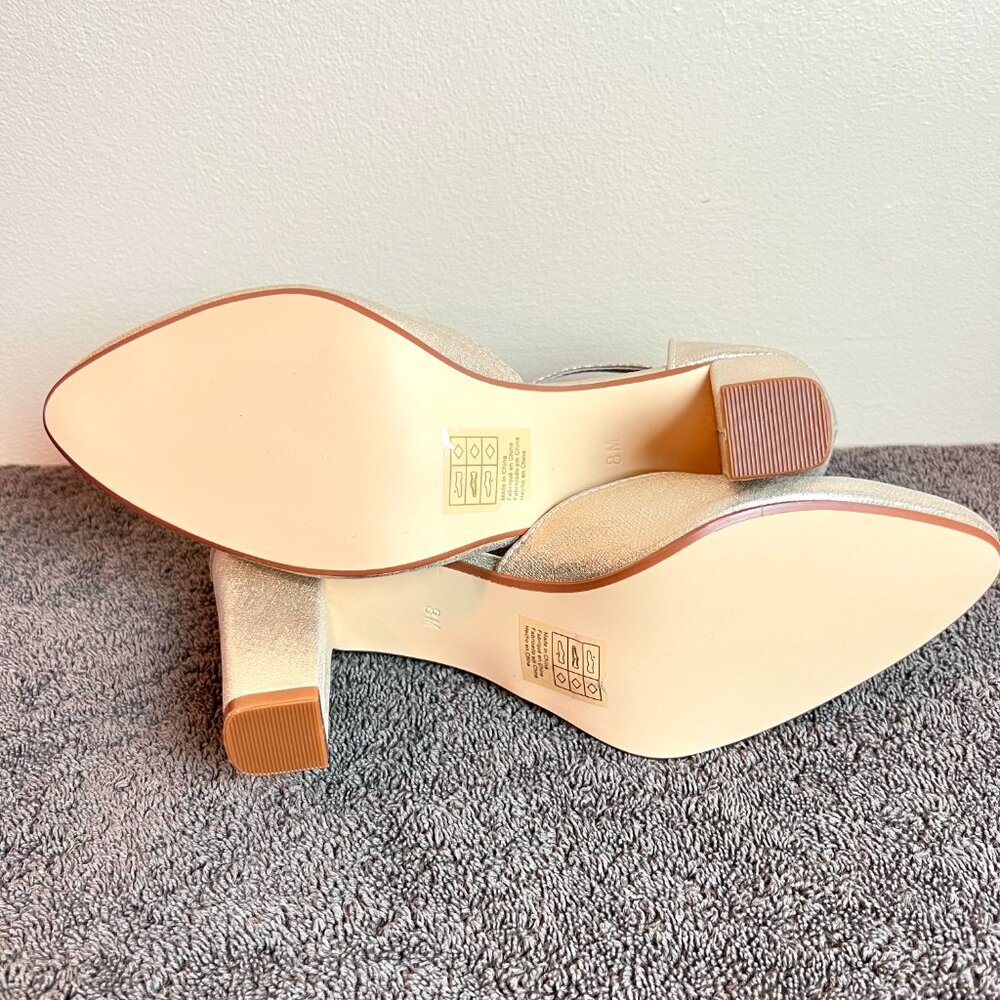 Touch Ups Womens 8M Amanda Champagne Gold Closed Toe Block Heels Pumps Shoes - Picture 8 of 13